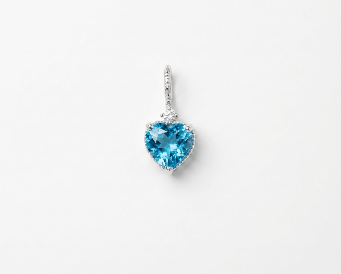 Swiss Blue Topaz Heart Necklace - Flow